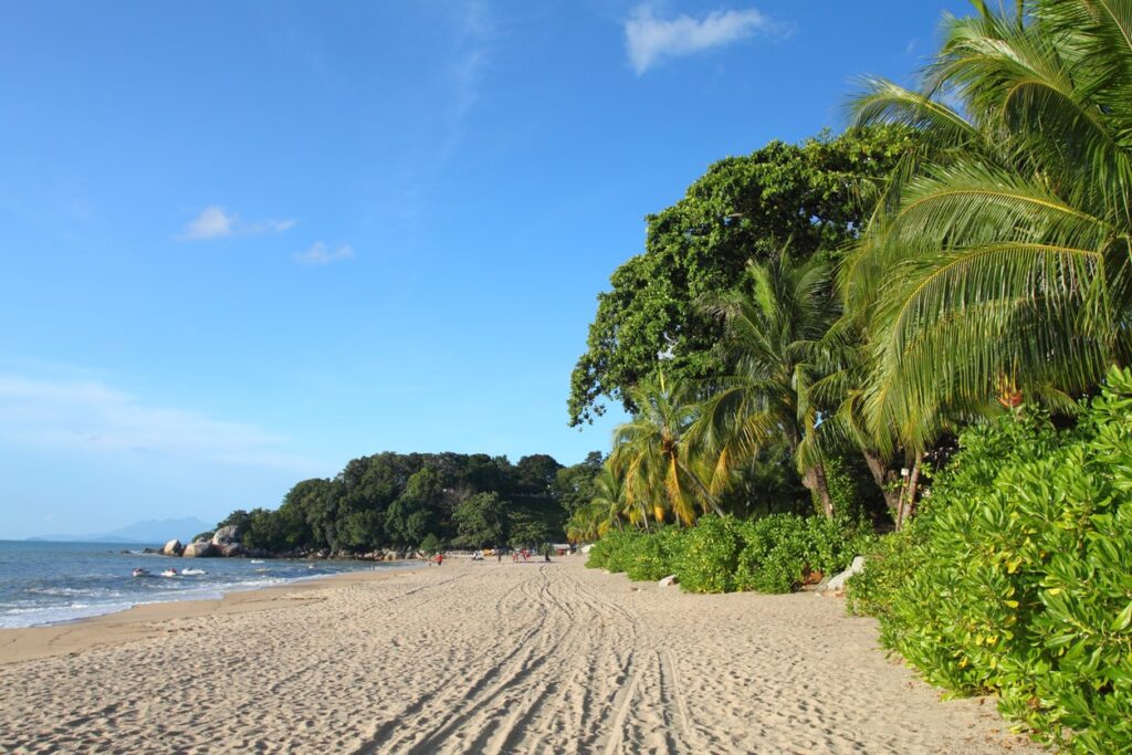 Sandy beach in Batu Ferringhi, Penang Island, Malaysia