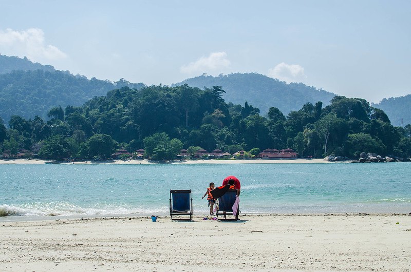 Beach chairs on Coral Beach, Pangkor Island 