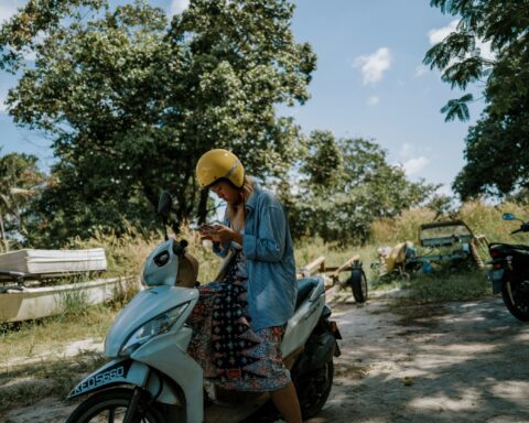 Girl on a scooter in Langkawi