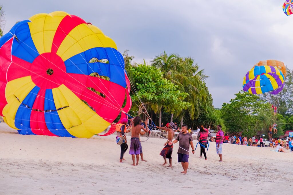 Parachuting on Pantai Tengah Beach, Langkawi Kedah.