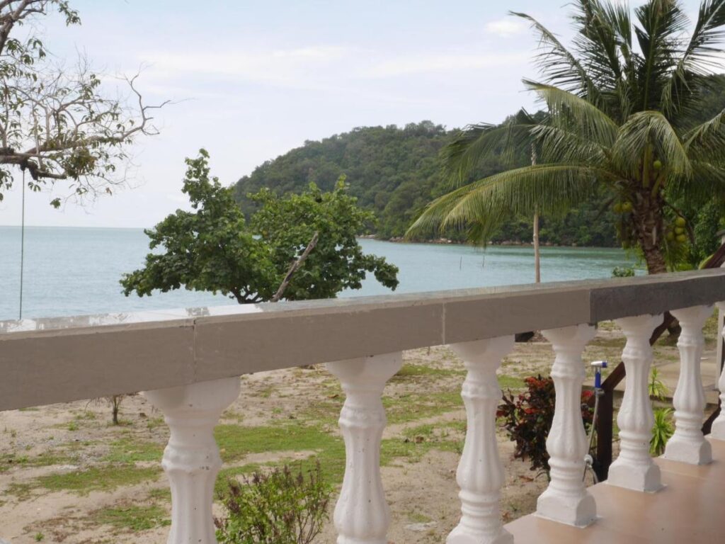 the balcony of a beach front villa on the Island of Tuba