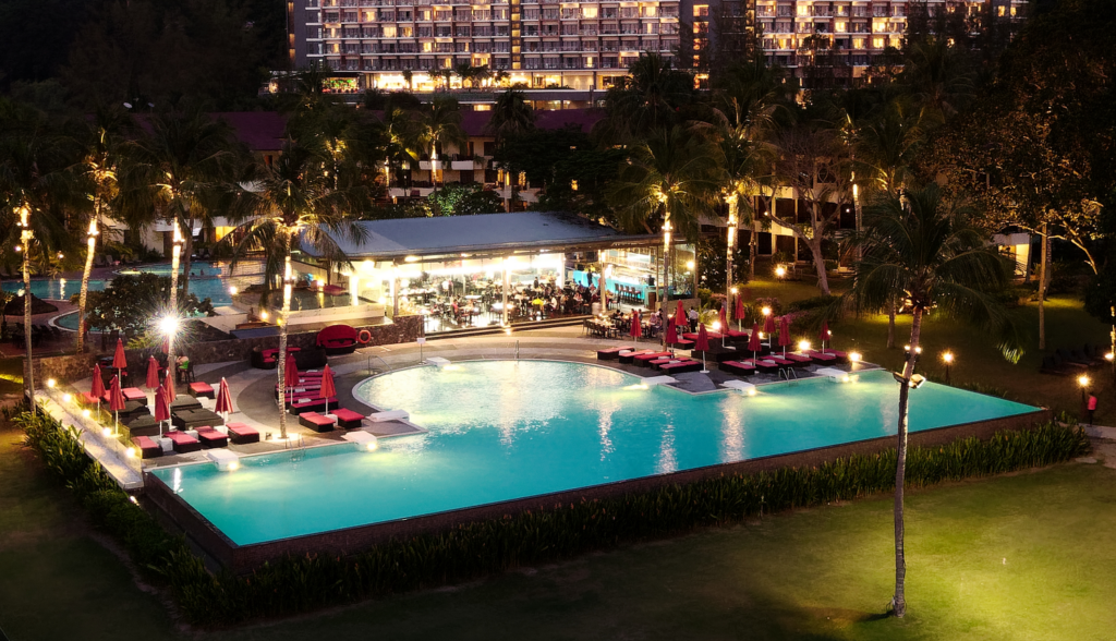 Night time at Holiday Villa Resort & Beachclub Langkawi  the bar and pool